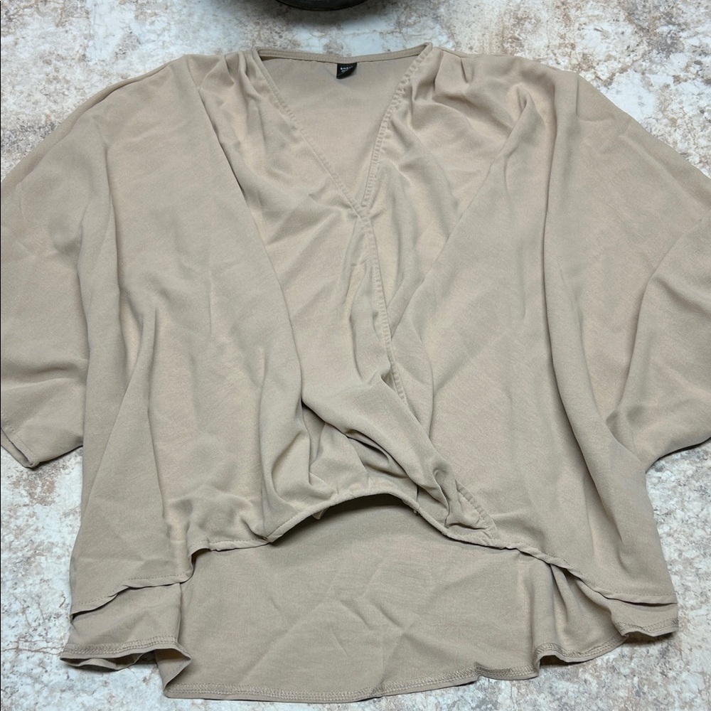 SHEIN Beige V-Neck Blouse